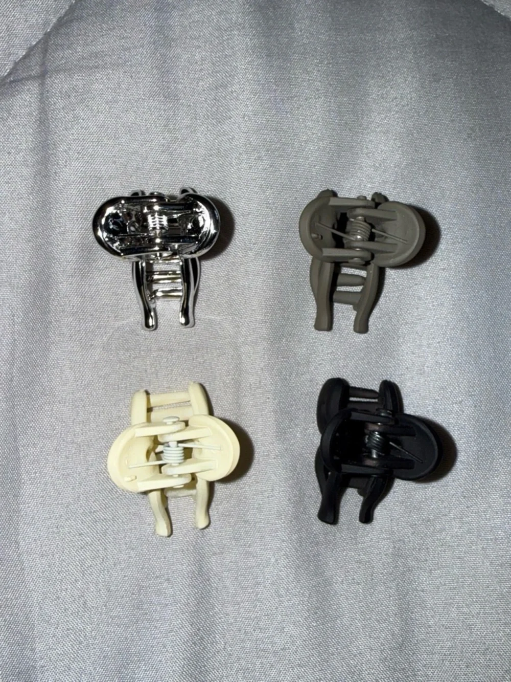 Bow Hair Clip Set - Black, Gray, Cream, Silver